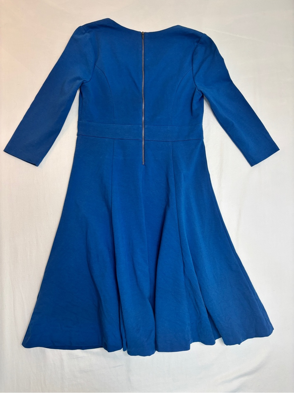 Boden Blue Fit & Flare Knit Dress V-Neck 3/4 Sleeve Women's UK 12R US 8 - Picture 6 of 8